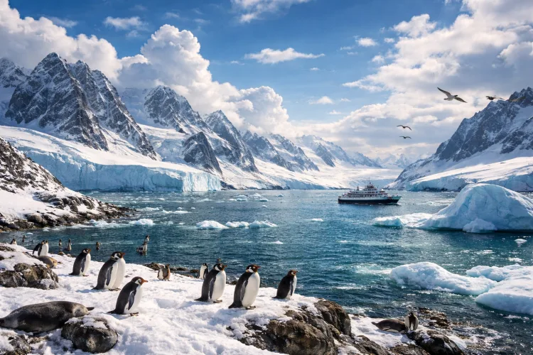 평지우주, 남극으로의 항해